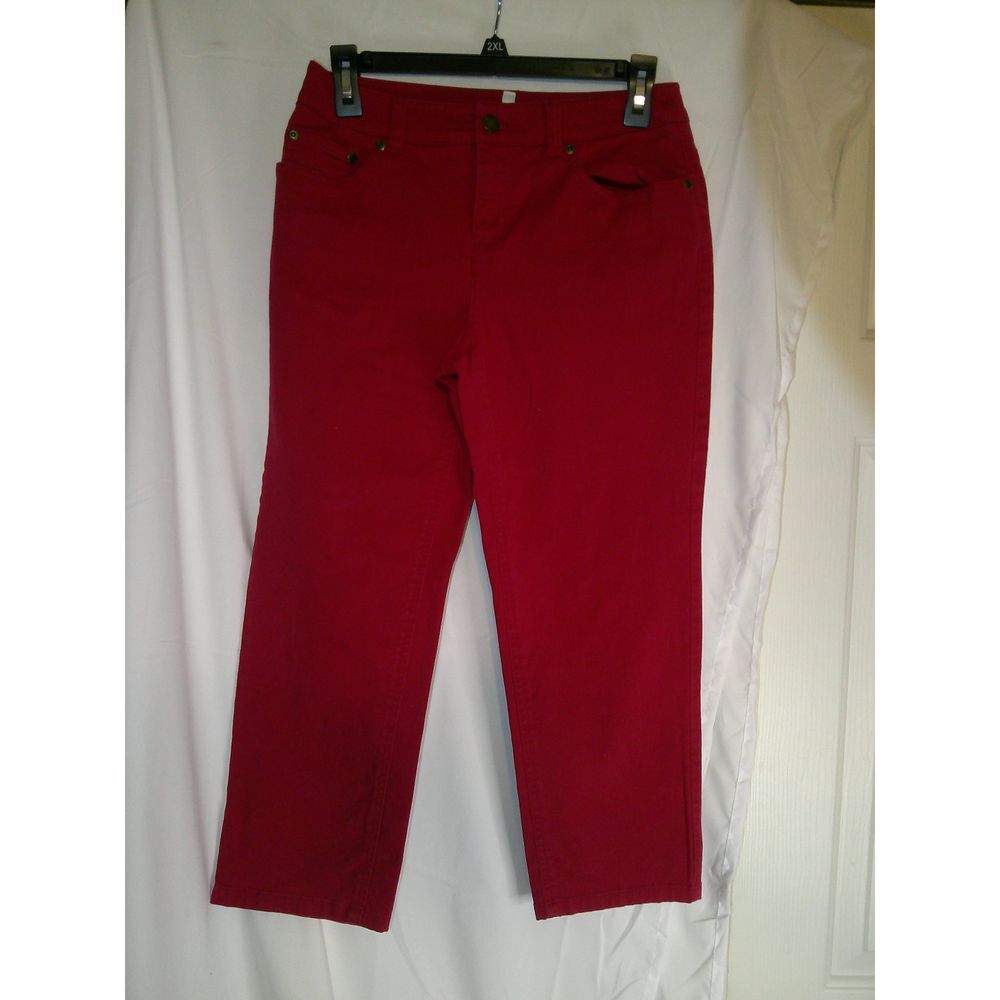 Jones New York Sport Petite Red Stretch Capris Casual Comfort